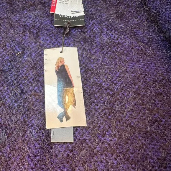 Vertigo Plaid Fuzzy Cardigan Womens Open Front Tweed Wrap Cape Boho Fringe Trim - Picture 12 of 16